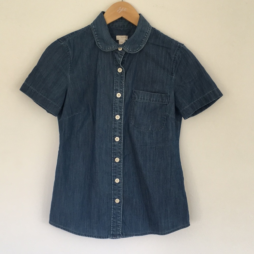 J Crew Short Sleeve Denim Top